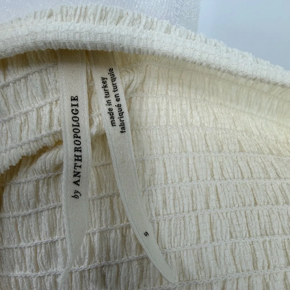 Anthropologie Smocked Off White Puff Sleeve‎ Top Small Cottagecore Boho Romantic